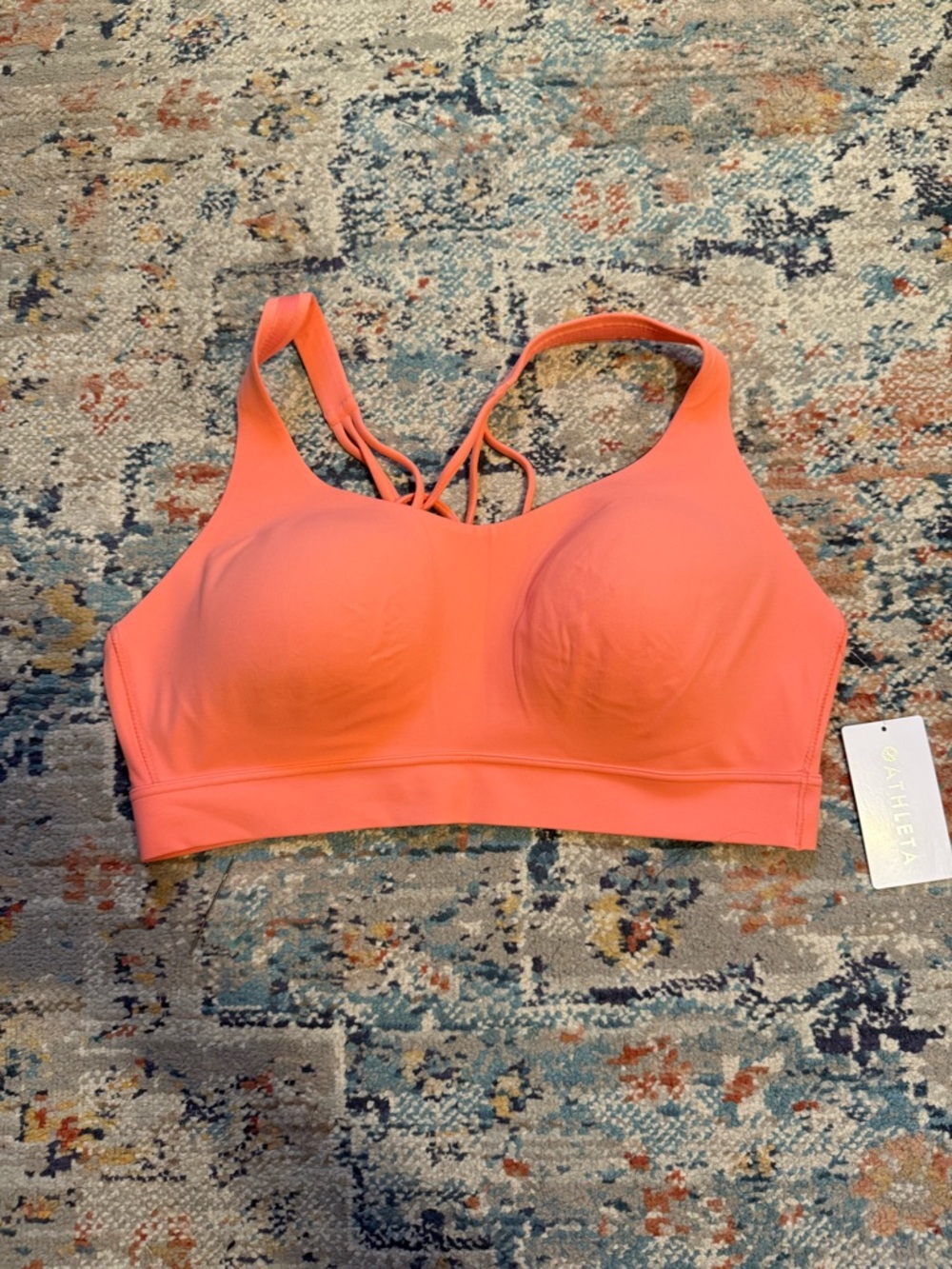 Athleta Perfect Form Sports Bra D-DD. Large. Color is coral.